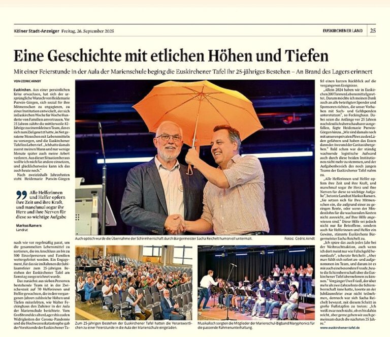 Mehr über den Artikel erfahren 25jähriges Jubiläum der Euskirchener Tafel e.V.